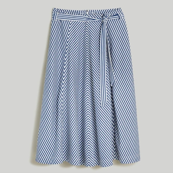 Madewell Poplin Flared Midi Skirt in Stripe, SZ 4, NWOT NO935 - Picture 5 of 10